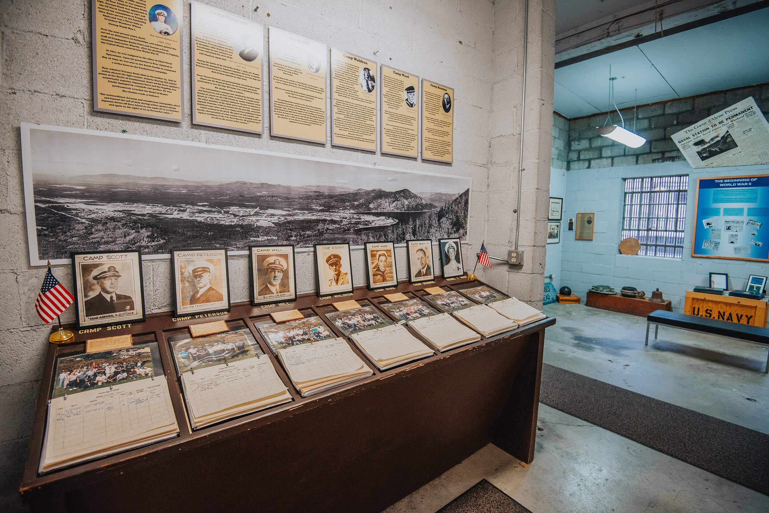 Memorabilia and artifacts are displayed at the museum at the Brig Farrugut State Park in Idaho.
