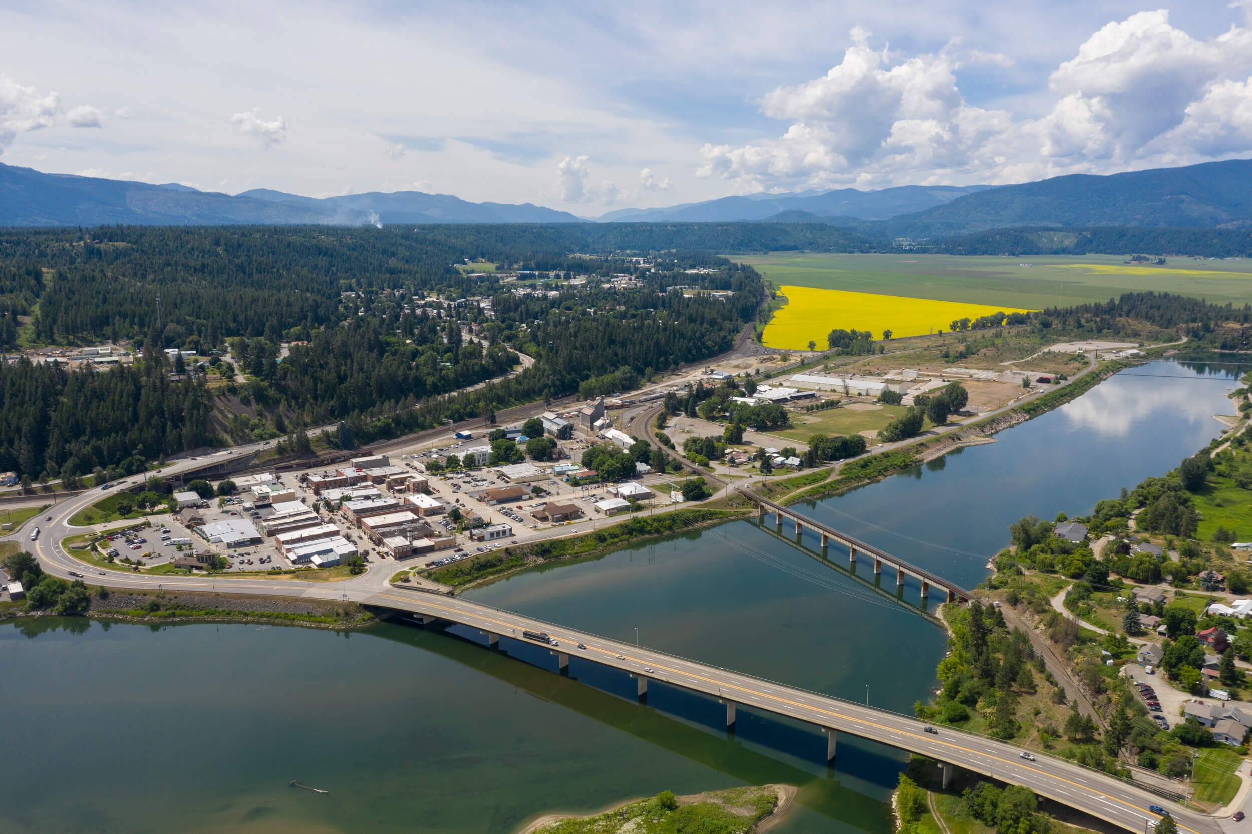 aerial view of Bonners Ferry