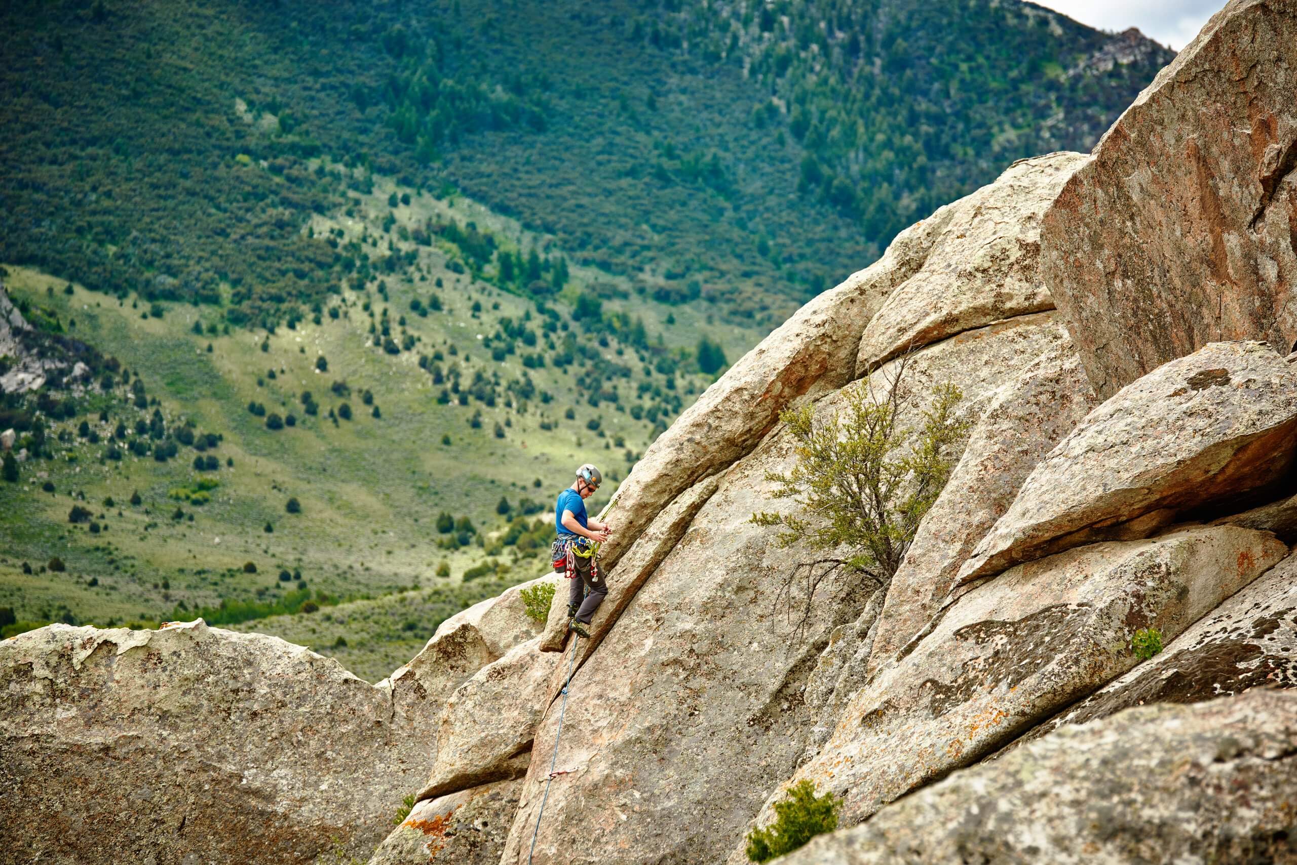 A person rock climbing at Castle Rocks State Park.