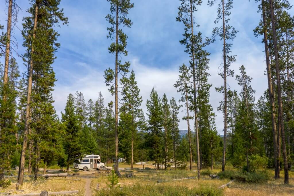 camper in scenic camping spot