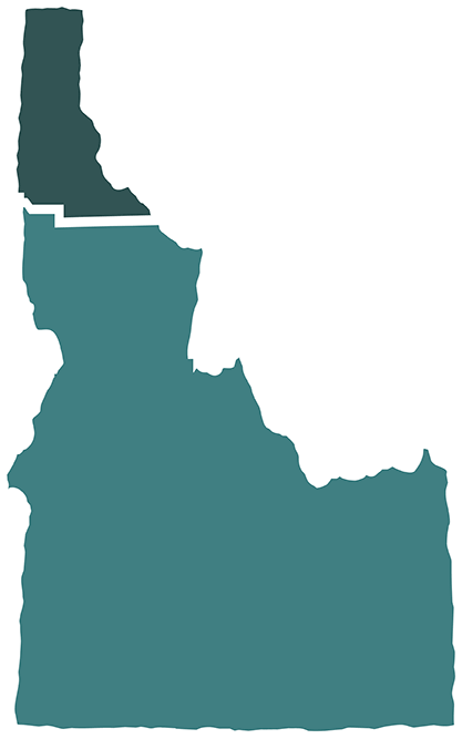 Teal outline of Idaho highlighting region one.
